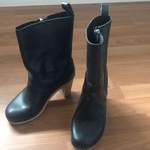 Swedish hasbeens black natural boots 38 7.5 8
